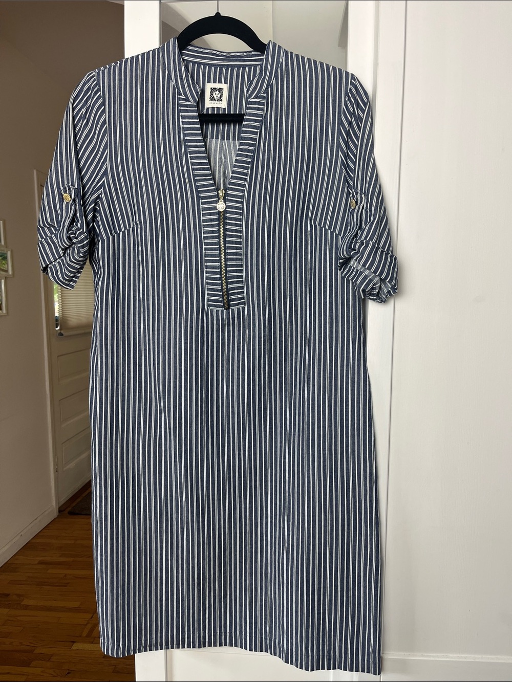 Anne Klein Navy and White Striped Mini Dress
